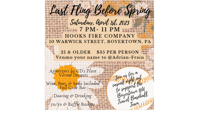 Come out to the 10U Last Fling Before Spring Fundraiser!