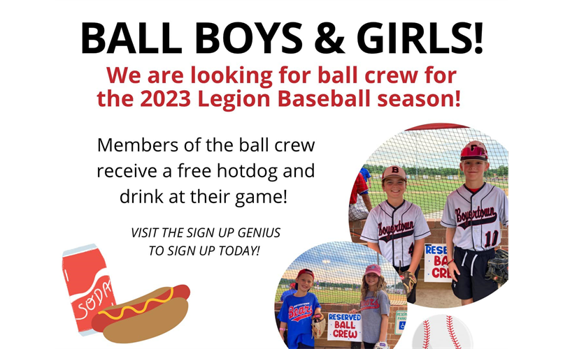 The Legion Bears are looking for Ball Boys and Girls!